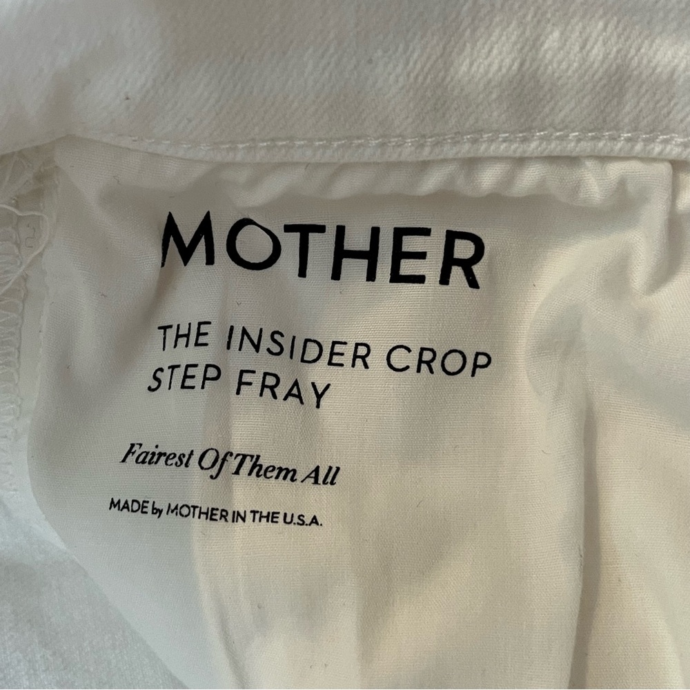 MOTHER Denim The Insider Crop Step Fray Fairest Of Them All White Jeans size 30 - Picture 9 of 12